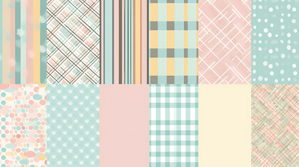 Plaid pattern seamless ornate set pastel color vector image