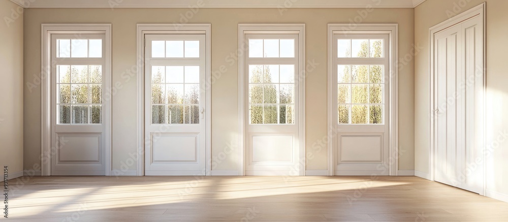 Poster Doors and windows of newly constructed homes. with copy space image. Place for adding text or design
