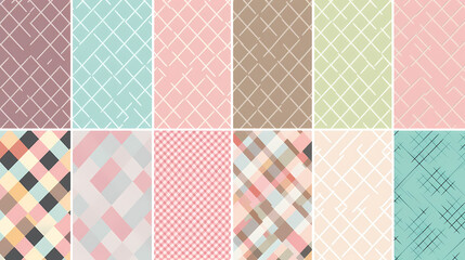 Plaid pattern seamless ornate set pastel color vector image
