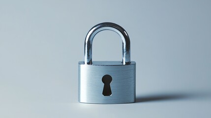 Naklejka premium A silver padlock on a grey background.