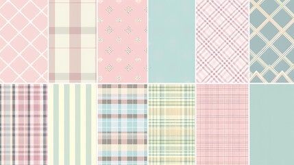 Plaid pattern seamless ornate set pastel color vector image