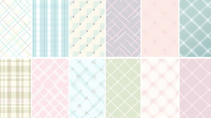 Plaid pattern seamless ornate set pastel color vector image