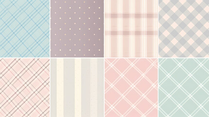 Plaid pattern seamless ornate set pastel color vector image