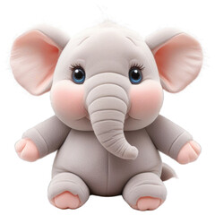 Fototapeta premium Cute Plush Elephant Toy for Kids isolated on transparent background