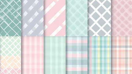 Plaid pattern seamless ornate set pastel color vector image