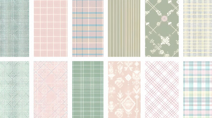 Plaid pattern seamless ornate set pastel color vector image