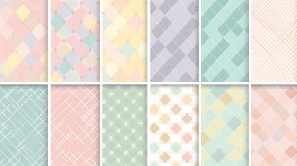 Plaid pattern seamless ornate set pastel color vector image