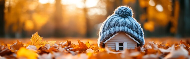 Cozy Home Prepared for Winter Amidst Autumn Leaves