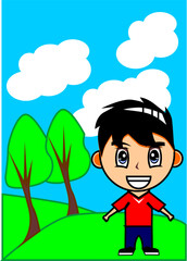 boy character drawn by kindergarten children