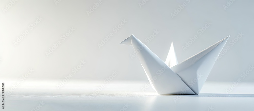 Wall mural origami paper fortune on a white backdrop. with copy space image. place for adding text or design