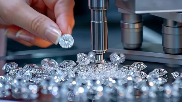 a factory that cuts and polishes diamonds, processing raw diamonds