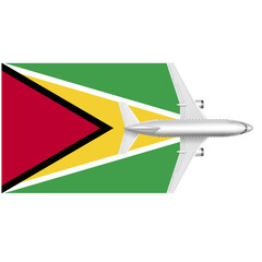 Guyana flag with Plane on png background