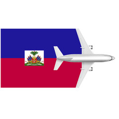 Haiti  flag with Plane on png background