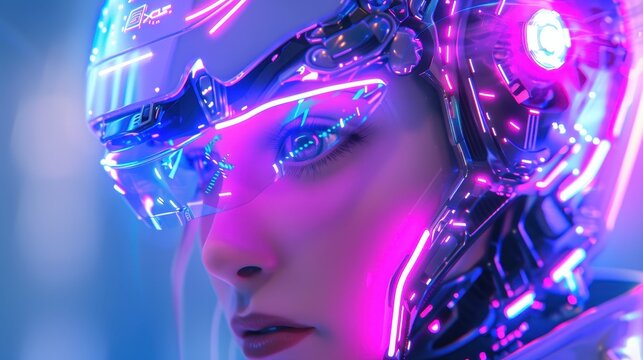 Futuristic Alien Woman in Space, a stunning representation of advanced AI and robotics, exploring the intersection of technology and humanity in a vibrant cosmic landscape.