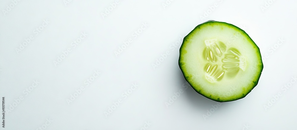 Aufkleber A sliced cucumber on a white background. with copy space image. Place for adding text or design