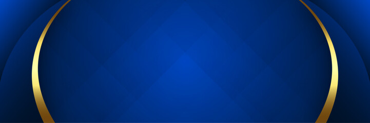 Modern abstract gradient dark navy blue banner background with shape gold