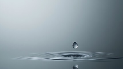 A single water drop falling into a body of water.