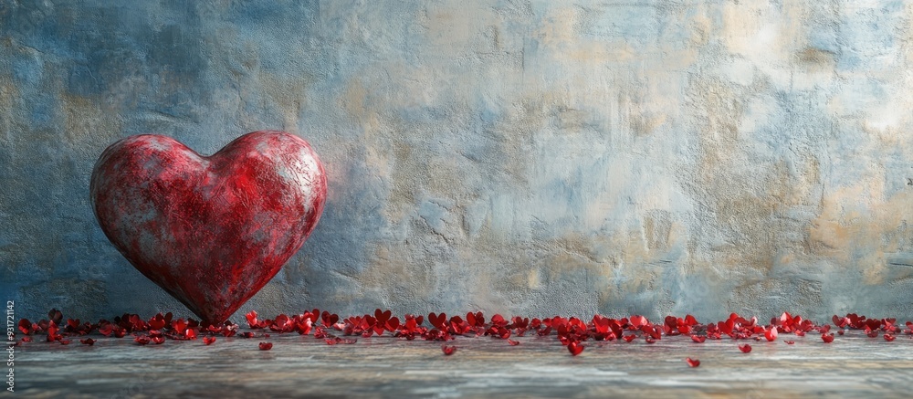 Aufkleber Valentine s Day backdrop featuring a heart. with copy space image. Place for adding text or design