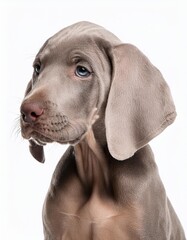 Fototapeta premium ワイマラナーの子犬のポートレート（Weimaraner puppy portrait on white background） 