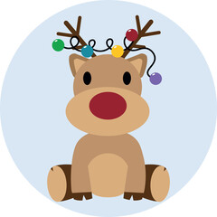 Reindeer with tangled Christmas lights 