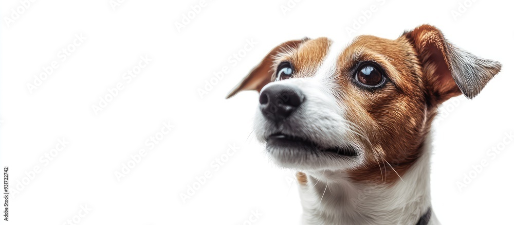 Aufkleber young jack russell terrier against a white background. with copy space image. place for adding text 