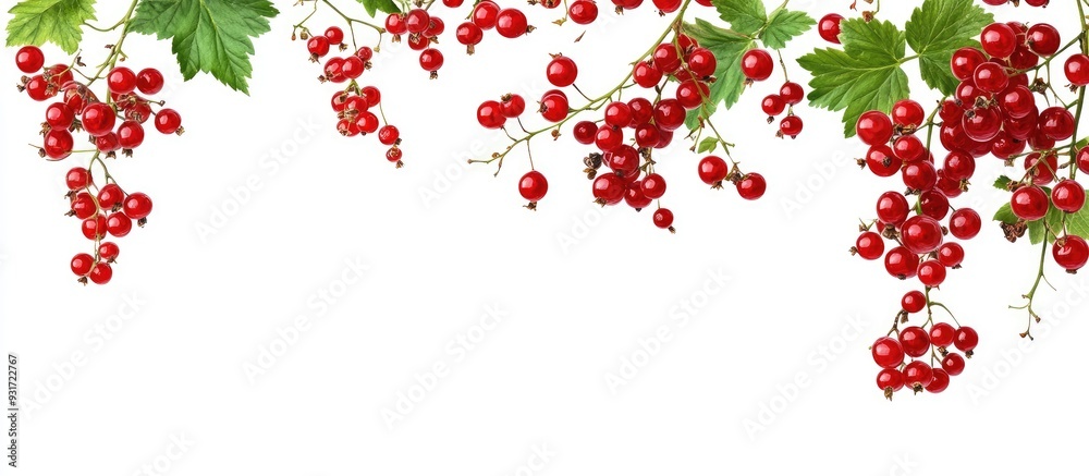 Aufkleber on a white background a red currant branch with berries and leaves featuring an inscription area for