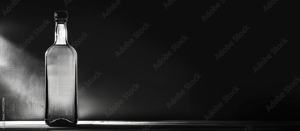 Poster close up of the bottleneck of a glass bottle copy space a graphic still life featuring light and sha