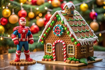 Naklejka premium gingerbread house with fairy tale characters figures nearby