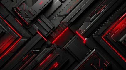 Abstract black and red geometric background.