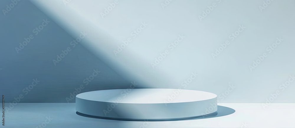 Poster Product presentation Podium with shadows on a light blue background Area for text. with copy space image. Place for adding text or design