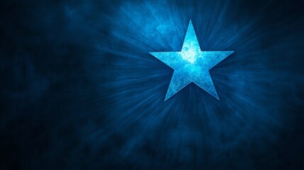A blue star with light radiating from it.