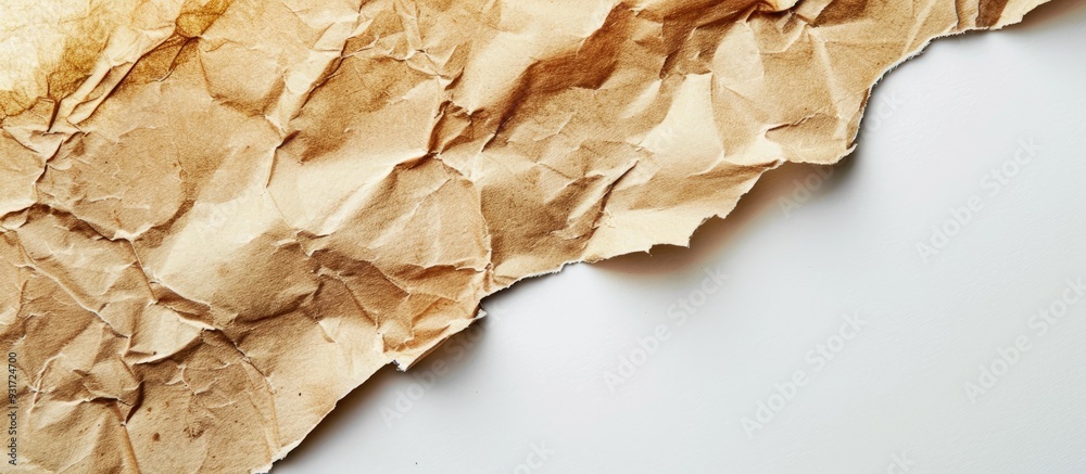 Aufkleber Old brown paper set against a white background Isolated close up. with copy space image. Place for adding text or design