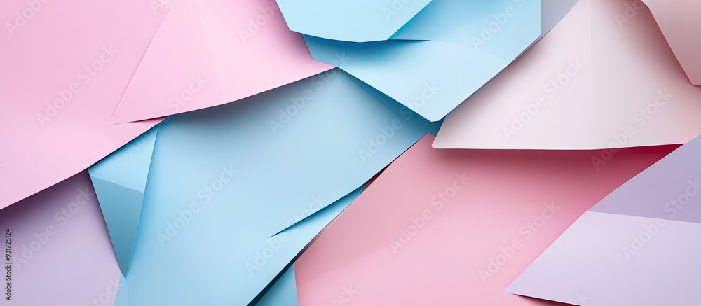 Fototapete Pastel colored paper texture background Abstract geometric background in soft pink and blue. with copy space image. Place for adding text or design