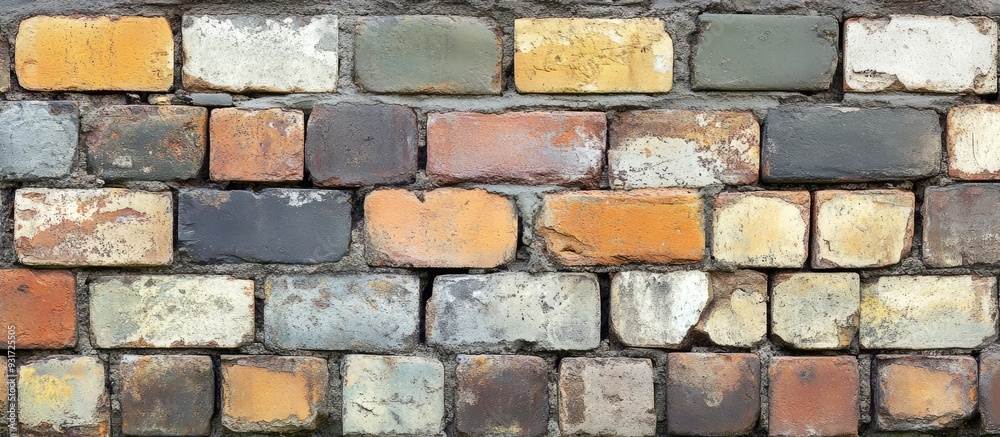 Poster A brick wall featuring both old and new bricks Suitable as a background for design and presentations. with copy space image. Place for adding text or design