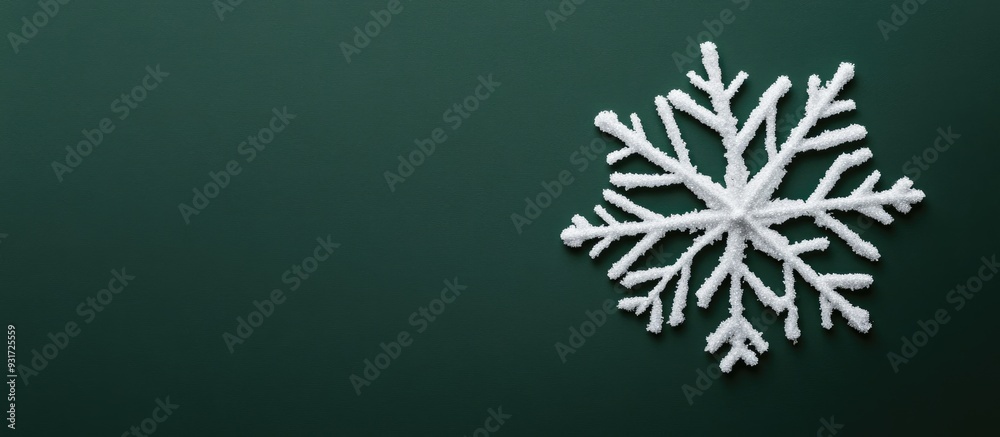 Aufkleber White snowflake design for holidays on a dark green backdrop. with copy space image. Place for adding text or design