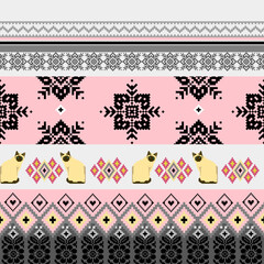 Black and Pink Siameses Cat pattern
