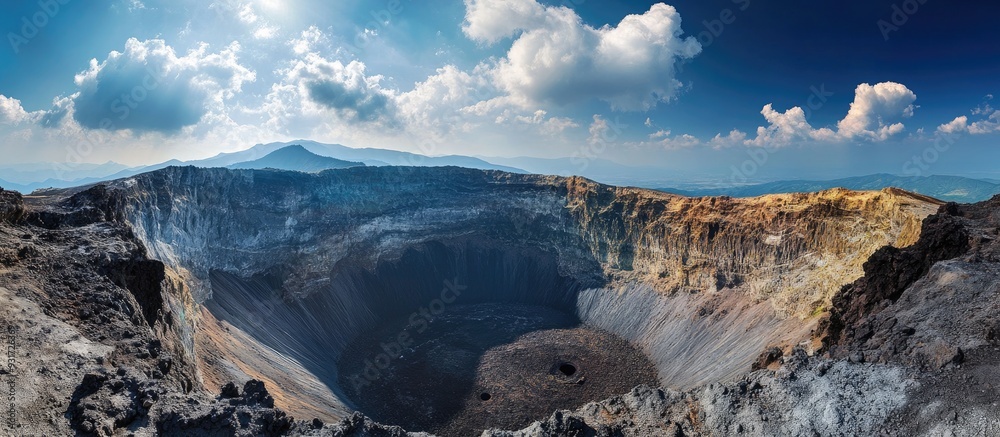 Aufkleber Aso crater viewed from the observatory. with copy space image. Place for adding text or design