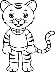Inspire creativity with this adorable tiger coloring page, offering fun black-and-white illustrations for children.
