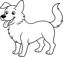 Sweet black and white dog coloring page for kids, featuring a cute puppy design for creative fun.
