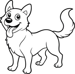 Fun and engaging dog coloring page with cute black and white graphics, ideal for kids' artistic fun.

