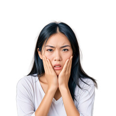 Fototapeta premium Woman with Worried Expression isolated on transparent background