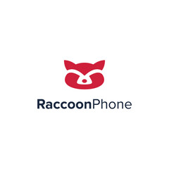 raccoon phone simple sleek creative geometric modern logo design