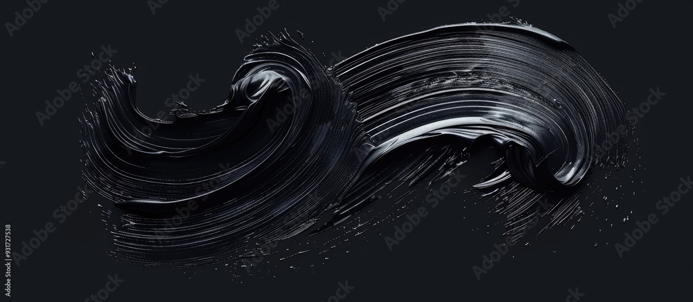 Aufkleber Black curved brushstroke texture background. with copy space image. Place for adding text or design