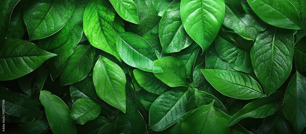 Poster green nature backdrop fresh leaf green leaves backdrop. with copy space image. place for adding text