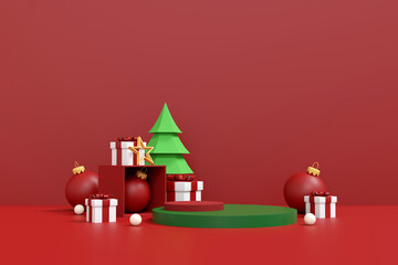 Merry christmas and Happy New Year Holiday Product Display.