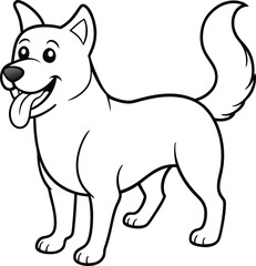 Cute and easy dog coloring page for kids, featuring a charming black and white puppy illustration.
