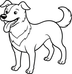Simple and cute black and white dog drawing for children's coloring, encouraging artistic expression.
