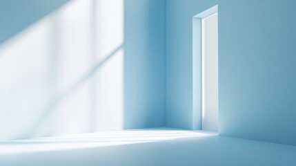 Sunlight Streaming Through a Window in a Light Blue Room