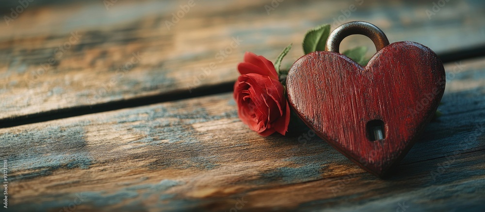 Poster wedding props heart shaped padlock boutonniere. with copy space image. place for adding text or desi