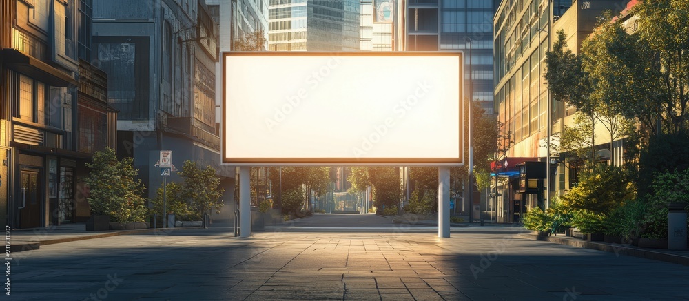 Poster Empty billboard in a city setting. with copy space image. Place for adding text or design